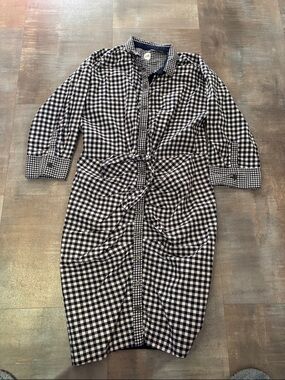 GAP Navy and White Gingham Mini Shirt Dress